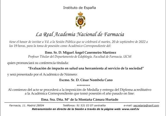 Toma de Posesión como Académico Correspondiente de D. Miguel Casermeiro. RANF